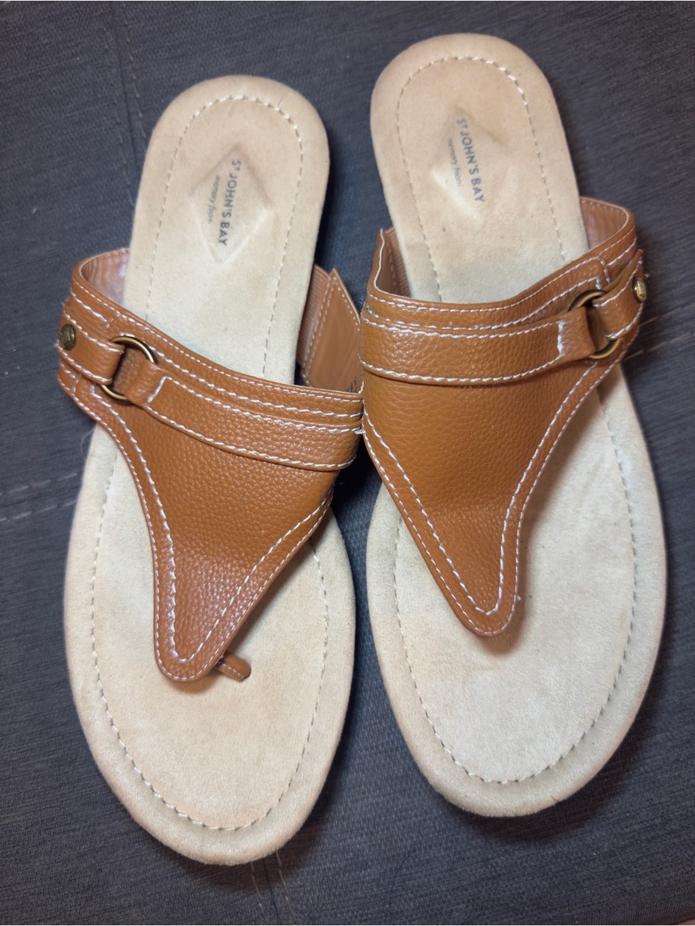 Women’s Tan Leather Thong Sandals - Casual Comfort